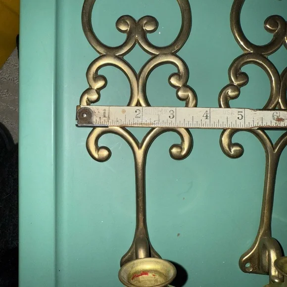 Brass Wall Sconce Taper Candle Holders Set of 2 OSK - Picture 3 of 6